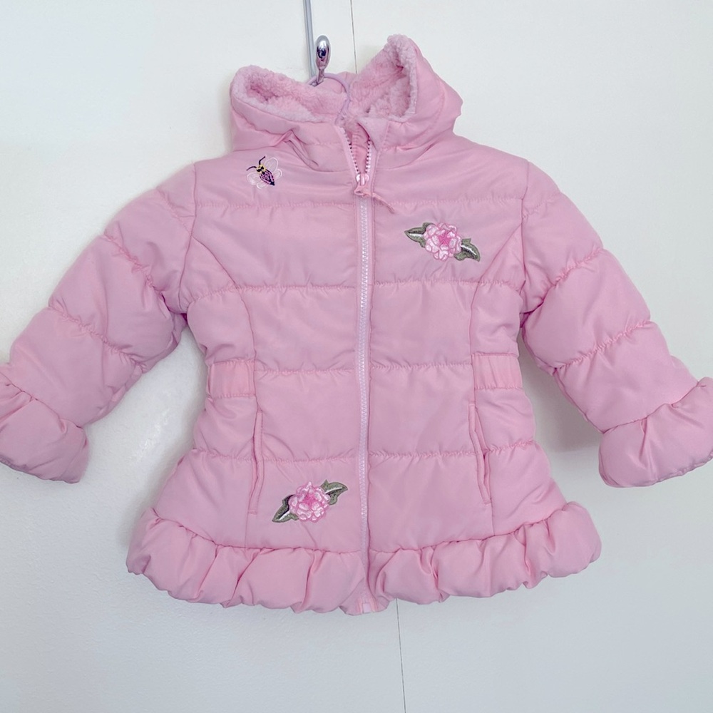 Rothschild Baby Girl's Jacket Coat Puffy Faux Fur Hood Pink 18 Months